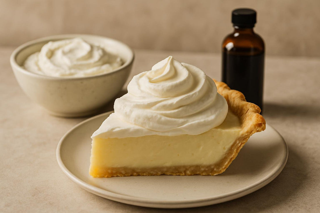 Slice of pie with cream cheese whipped topping