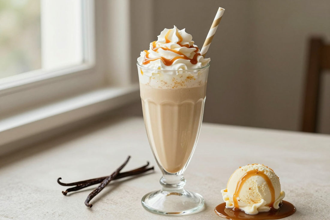 Crème Brûlée Latte Milkshake in a glass