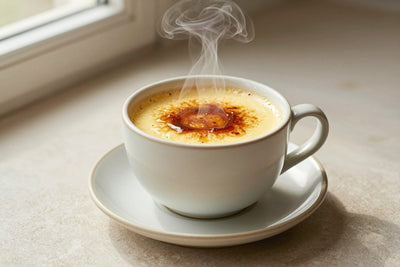 Crème Brûlée Steamer in a ceramic mug