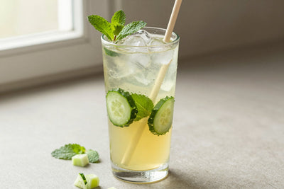 Cucumber Mint Refresher in a glass