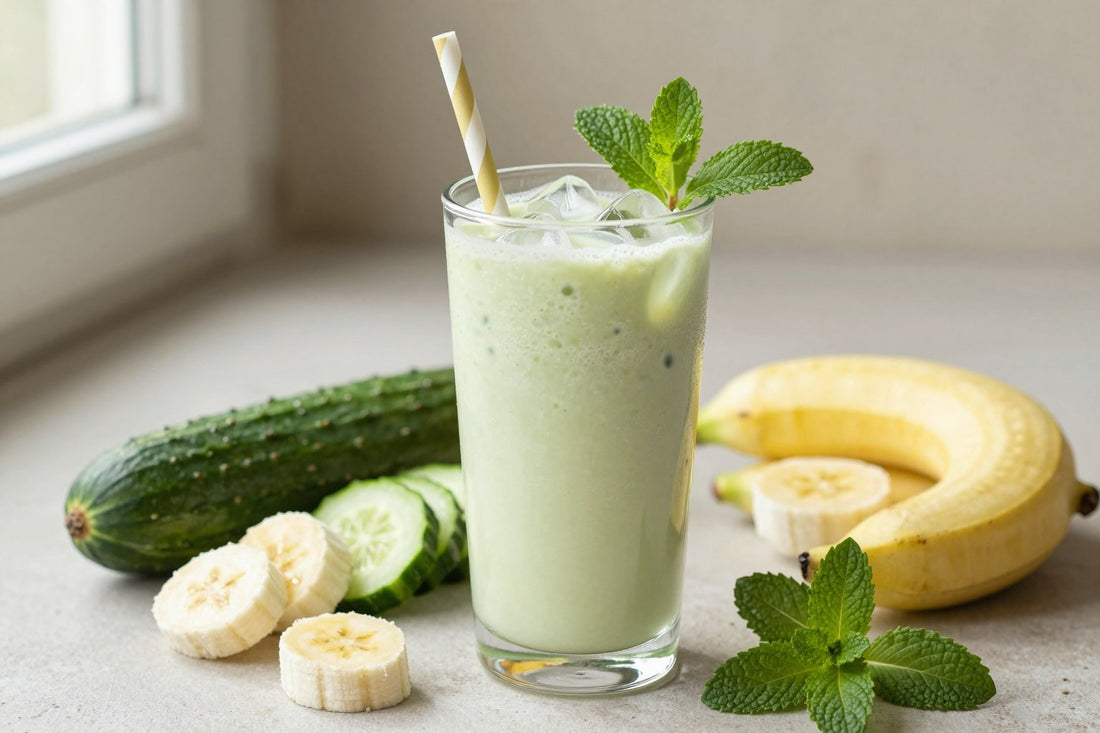 Cucumber Mint Summer Smoothie in a glass