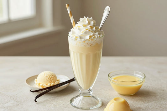 Custard Cream Milkshake in a glass