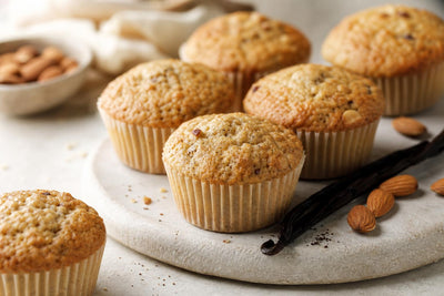 Dairy-free almond vanilla muffins made with Mexican vanilla