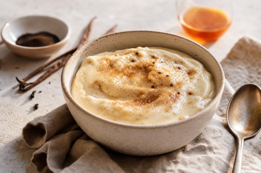 Dairy-free brown butter vanilla pudding made with Mexican vanilla