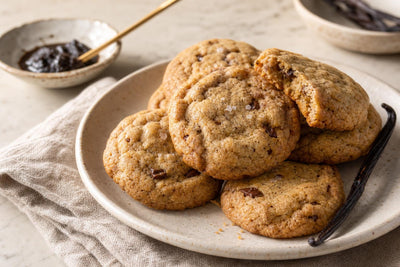 Dairy-free brown butter vanilla cookies made with Ugandan vanilla