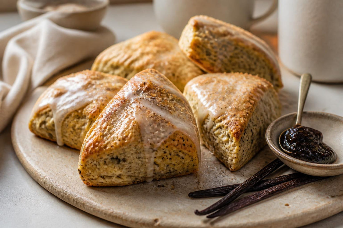 Dairy-free chai vanilla scones made with Madagascar vanilla