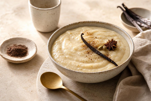 Dairy-free chai vanilla pudding made with Mexican vanilla