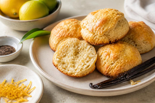 Dairy-free citrus vanilla scones made with Indonesian vanilla