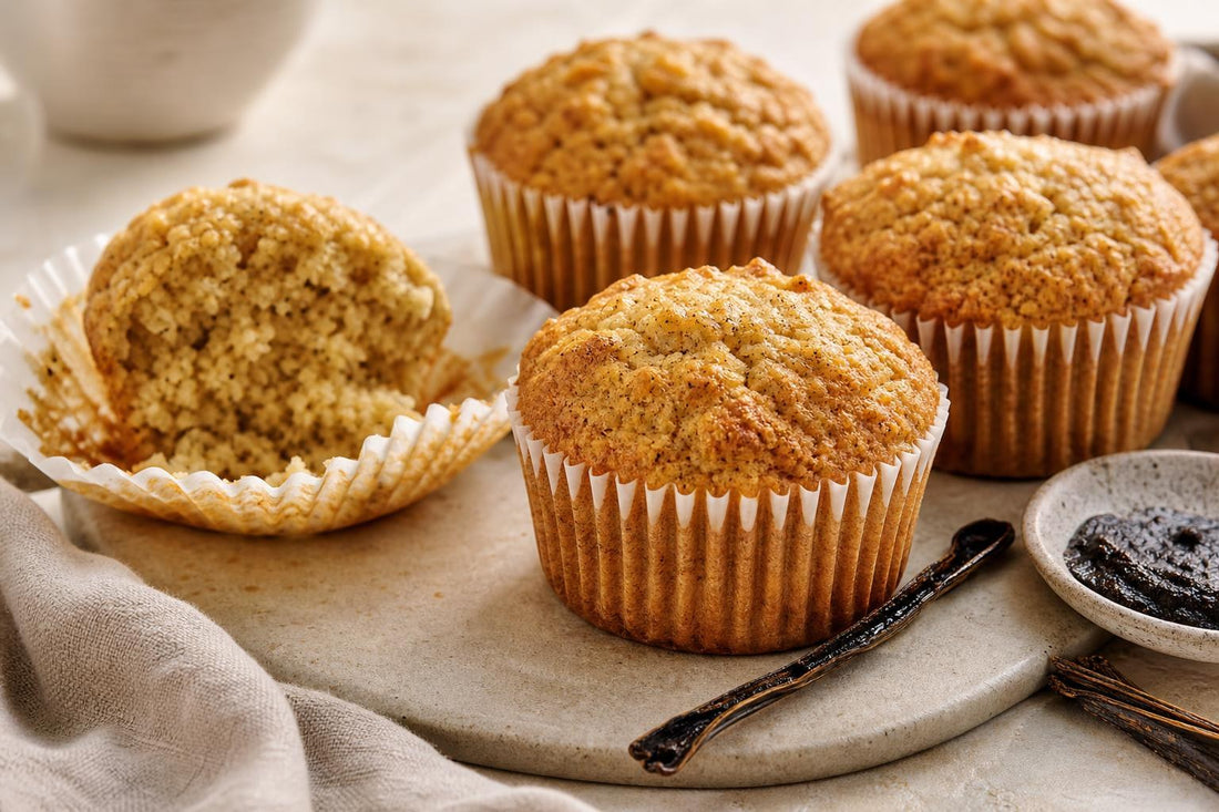 Dairy-free coconut vanilla muffins made with Mexican vanilla