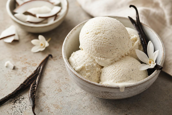Dairy-free coconut vanilla ice cream made with Tahitian vanilla