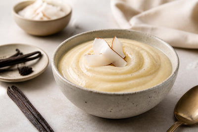Dairy-free coconut vanilla pudding made with Tahitian vanilla