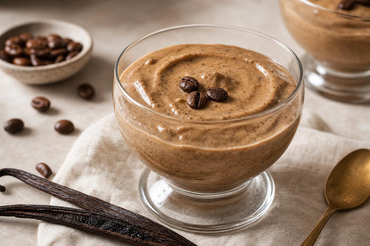 Dairy-free espresso vanilla pudding made with Tahitian vanilla