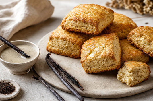 Dairy-free vanilla scones made with Indonesian vanilla