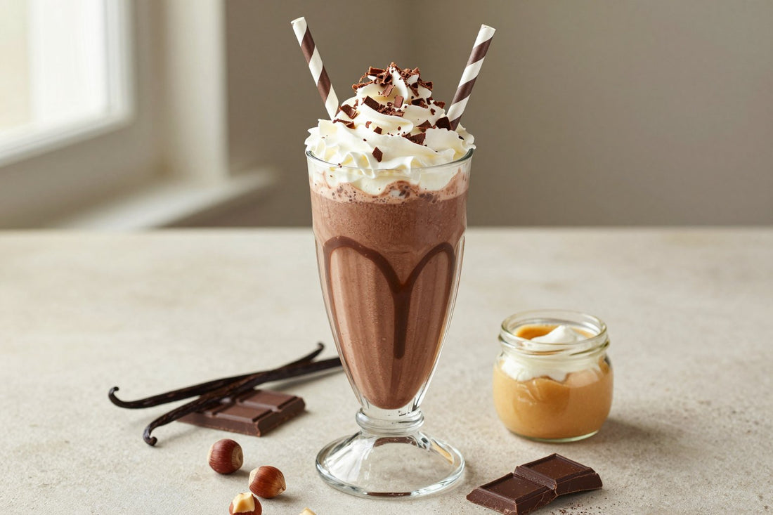 Dark Chocolate Hazelnut Milkshake in a glass