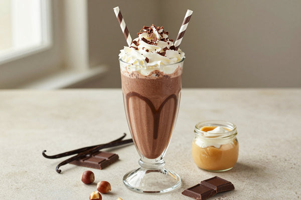 Dark Chocolate Hazelnut Milkshake in a glass