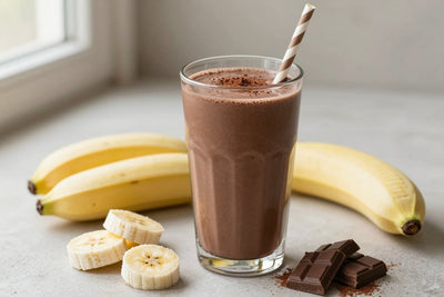 Dark Chocolate Protein Smoothie in a glass