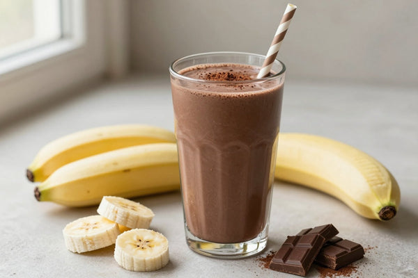 Dark Chocolate Protein Smoothie in a glass