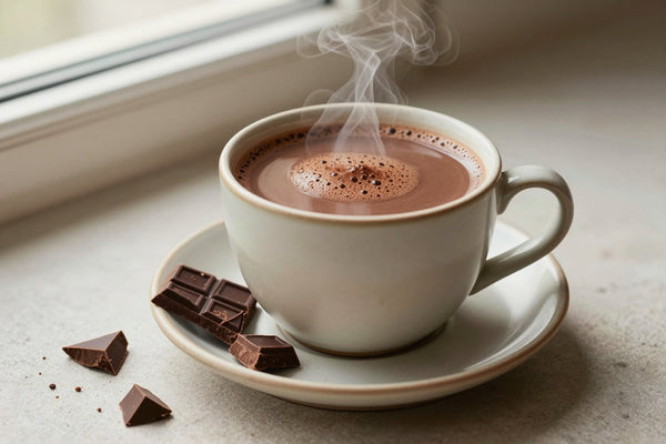 Dark Hot Chocolate in a ceramic mug