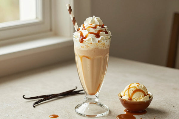 Double Caramel Milkshake in a glass