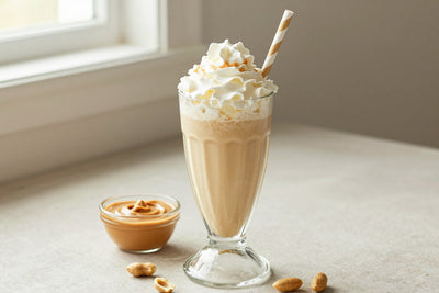 Double Peanut Butter Milkshake in a glass