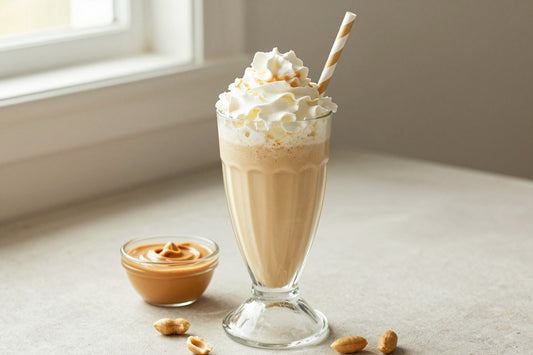 Double Peanut Butter Milkshake in a glass