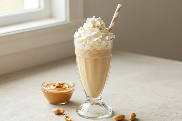 Double Peanut Butter Milkshake in a glass