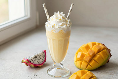 Dragon Fruit Mango Milkshake in a glass