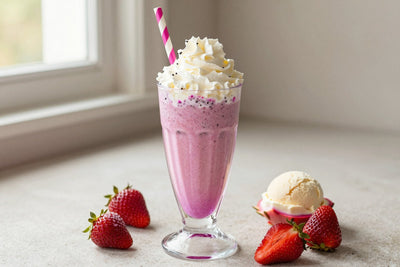 Dragon Fruit Strawberry Milkshake in a glass