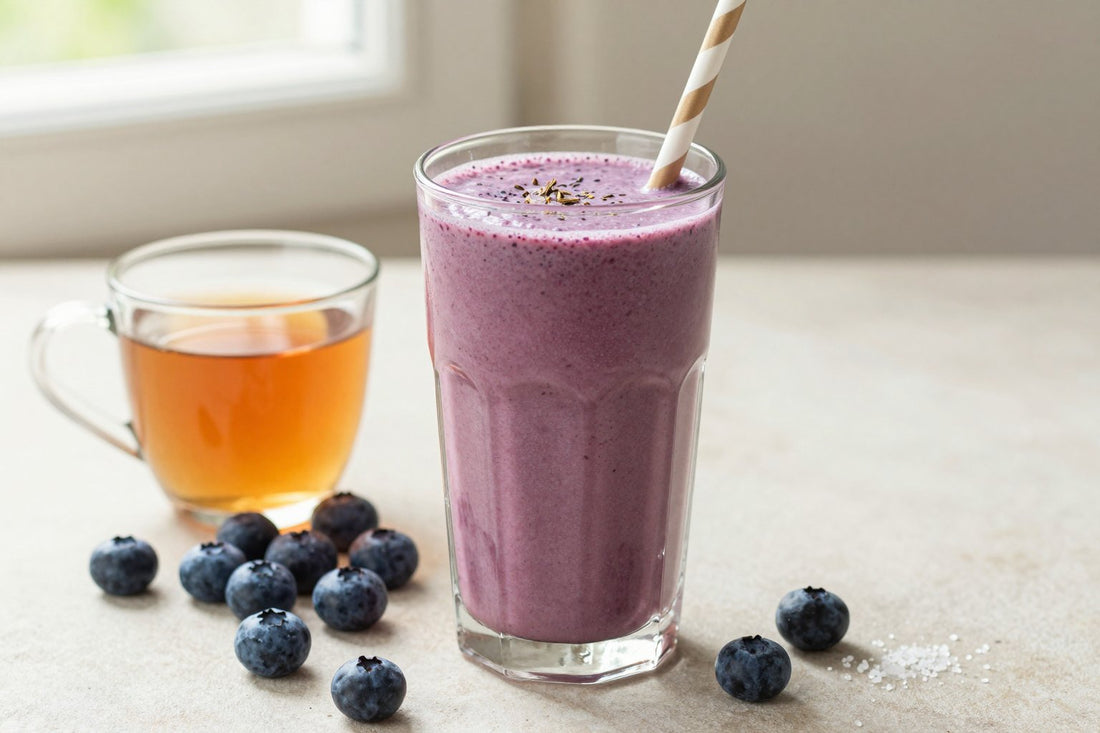 Earl Grey Blueberry Smoothie in a glass
