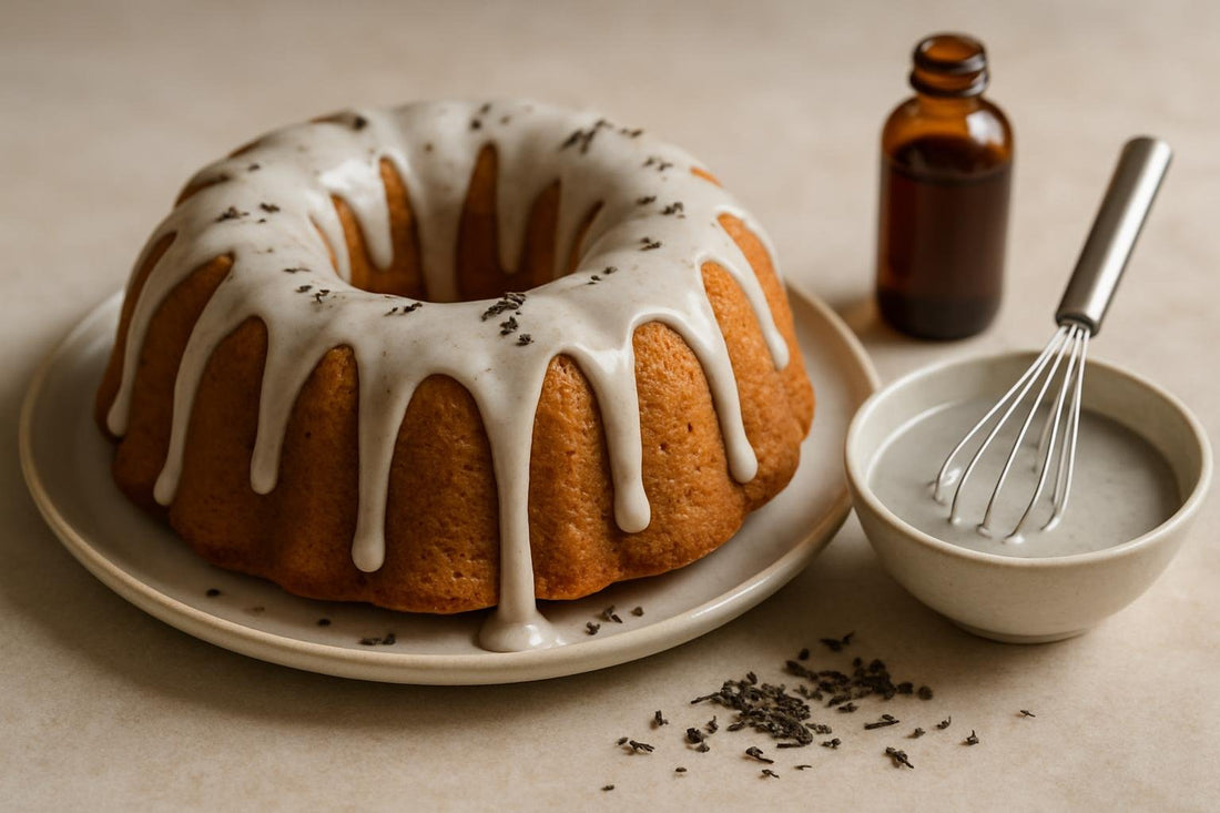 Bundt cake drizzled with Earl Grey icing