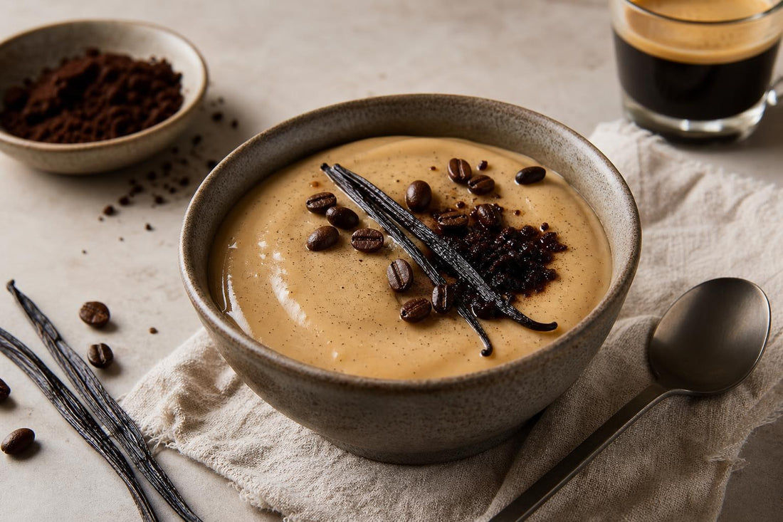 Espresso vanilla pudding made with Indonesian vanilla