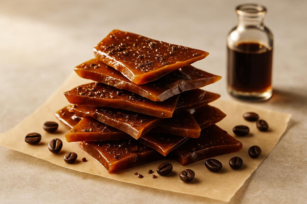 Shards of espresso toffee on parchment