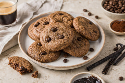 Espresso vanilla cookies made with Ugandan vanilla