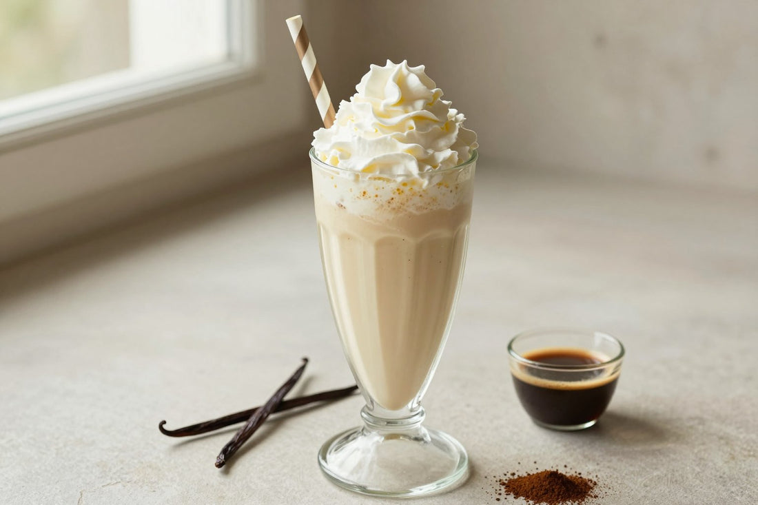 Flat White Style Milkshake in a glass