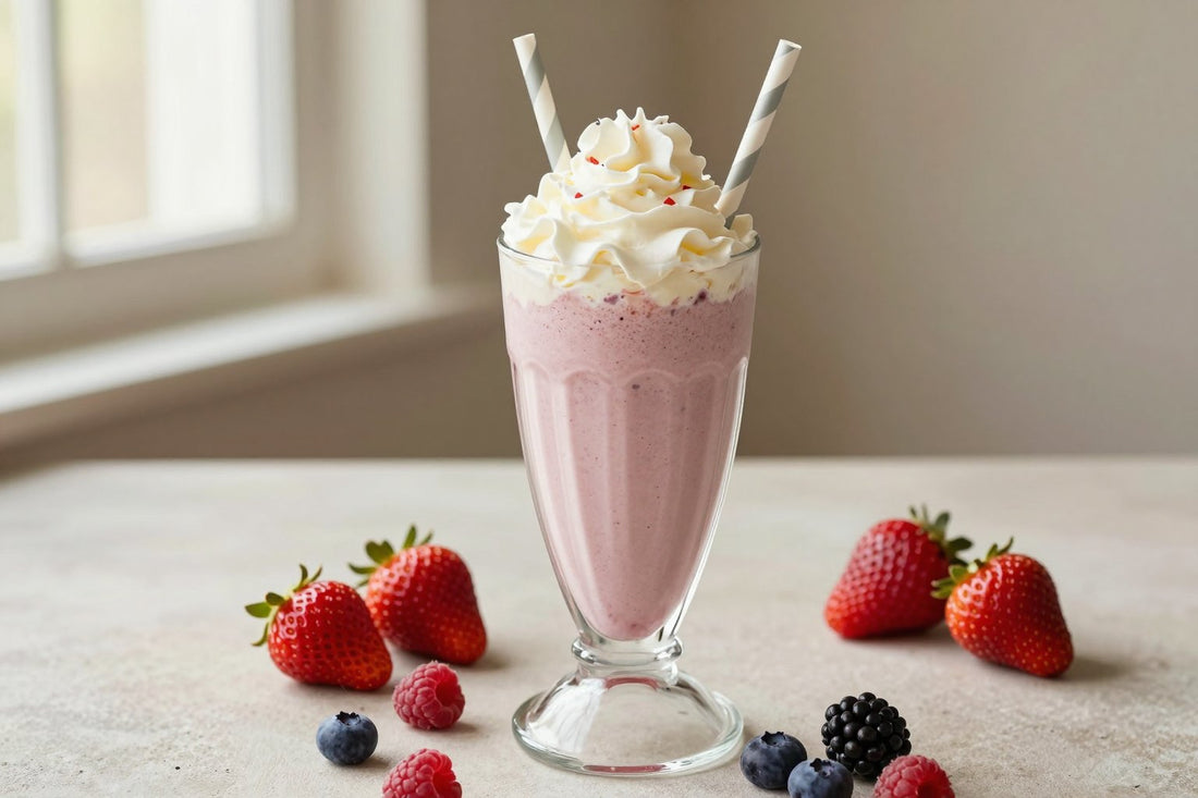 Four Berry Milkshake in a glass