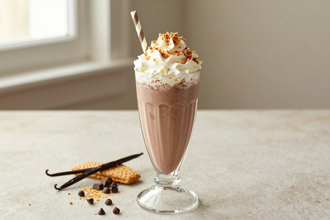 French Silk Pie Milkshake in a glass