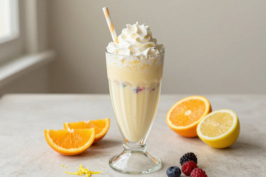 Fresh Fruit Medley Milkshake in a glass