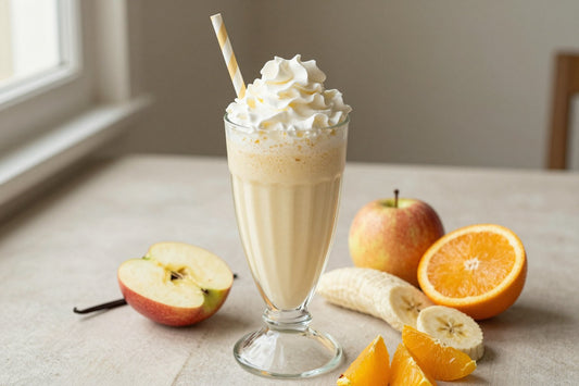Fruit Salad Milkshake in a glass