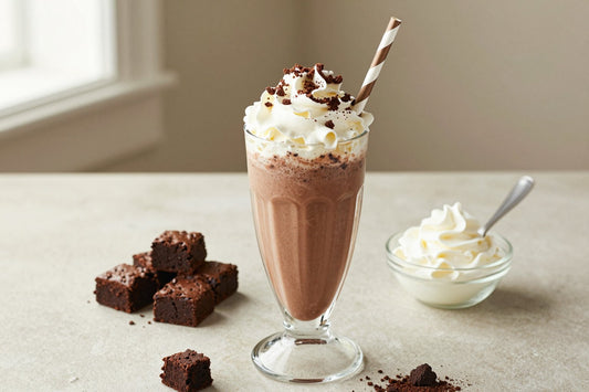 Fudge Brownie Milkshake in a glass