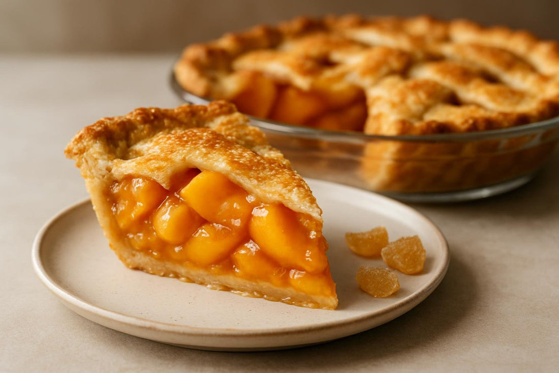 Slice of ginger peach pie