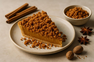 Slice of pie with ginger snap crumble
