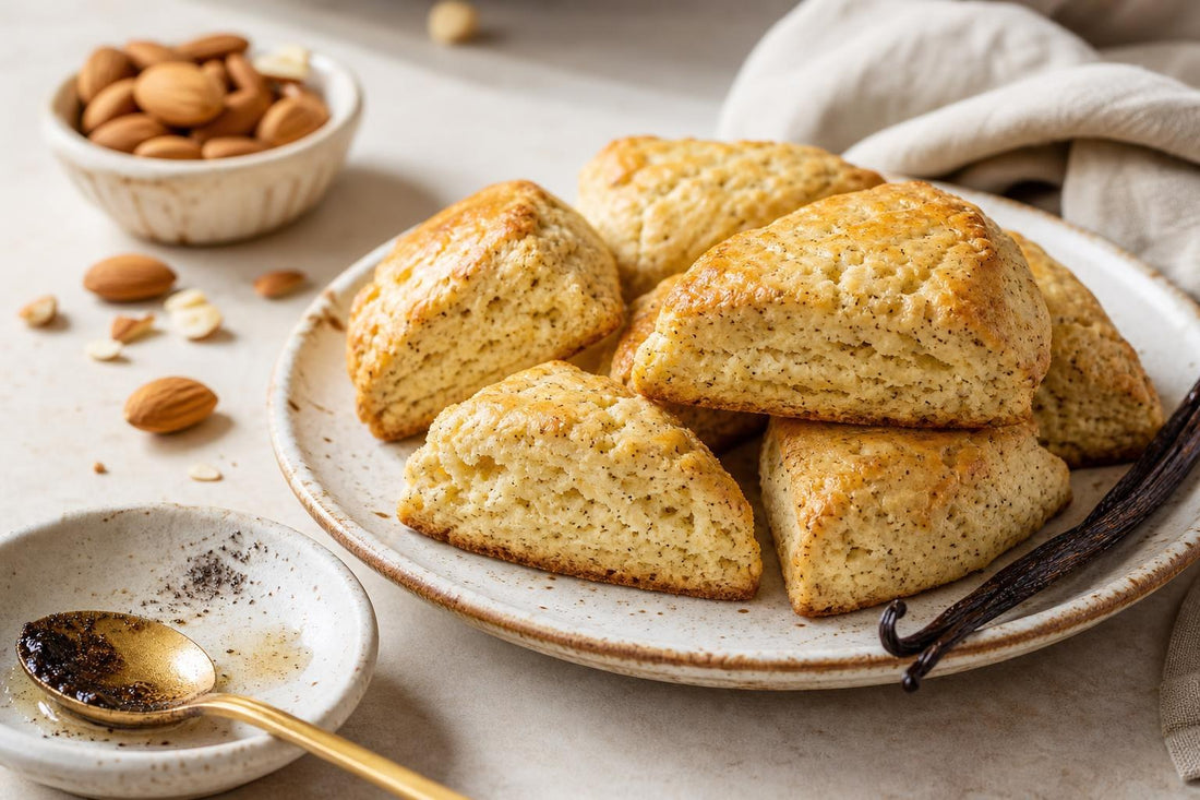 Gluten-free almond vanilla scones made with Tahitian vanilla