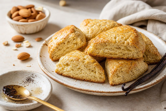 Gluten-free almond vanilla scones made with Tahitian vanilla