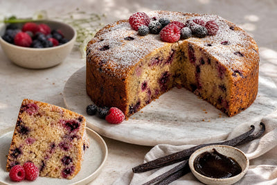 Gluten-free berry vanilla layer cake