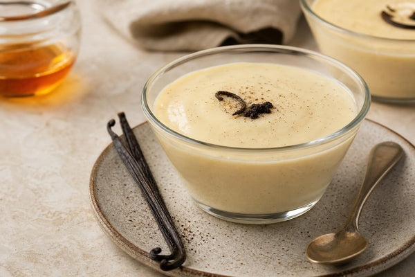 Gluten-free bourbon vanilla pudding made with Indonesian vanilla