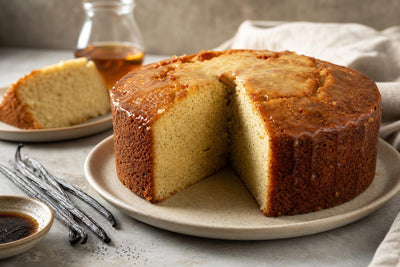 Gluten-free bourbon vanilla layer cake made with Ugandan vanilla