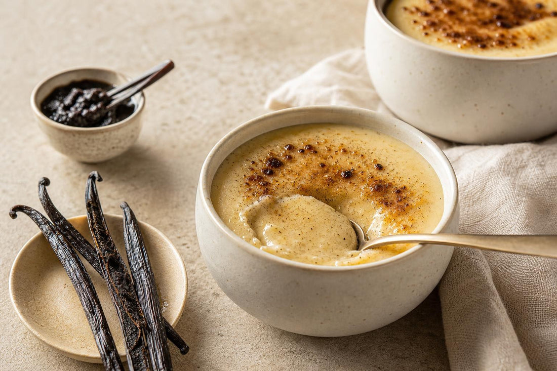 Gluten-free brown butter vanilla pudding made with Ugandan vanilla