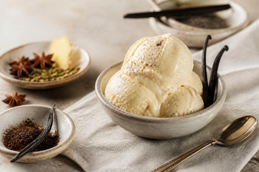 Gluten-free chai vanilla ice cream made with Mexican vanilla