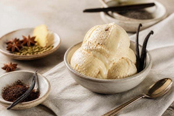 Gluten-free chai vanilla ice cream made with Mexican vanilla