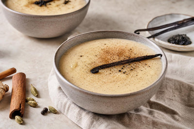 Gluten-free chai vanilla pudding made with Ugandan vanilla